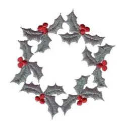Holly Berries Circle Embroidery Design Clearance