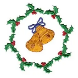 Wholesale Bells Holly Wreath Embroidery Design
