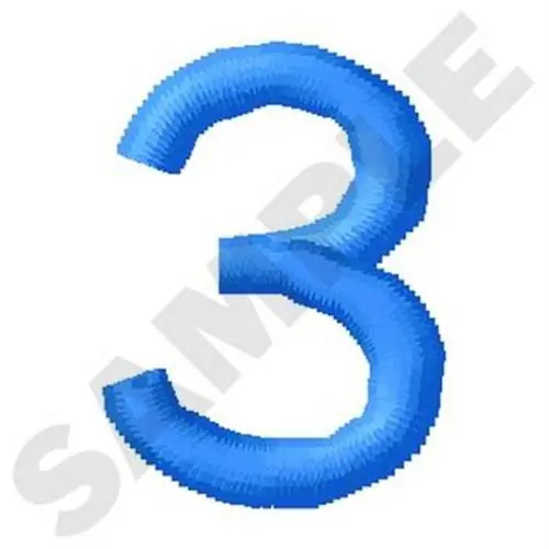 Number Three Embroidery Design Genuine