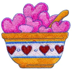 Bowlful of Hearts Embroidery Design While Supplies Last