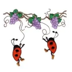 Grapevine Ladybugs Embroidery Design New Arrival