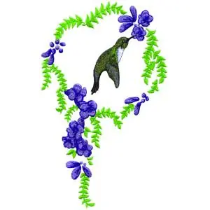 Brand New Hummingbird with Flower Embroidery Design