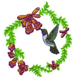 Reduced Price Hummingbird Wreath Embroidery Design