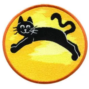 Black Cat Over the Moon Embroidery Design Worldwide Shipping