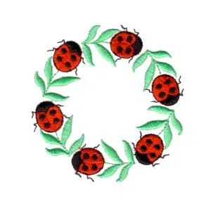 Ladybugs Wreath Embroidery Design Price Cut