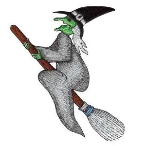 Broomstick Witch Embroidery Design Low Price