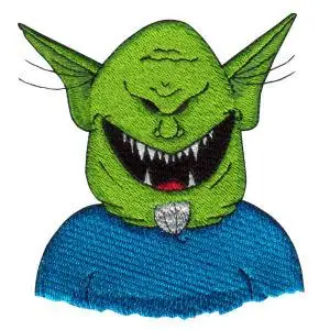 Green Head Alien Embroidery Design Deal