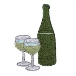 Sale Wine Bottle & Glasses Embroidery Design