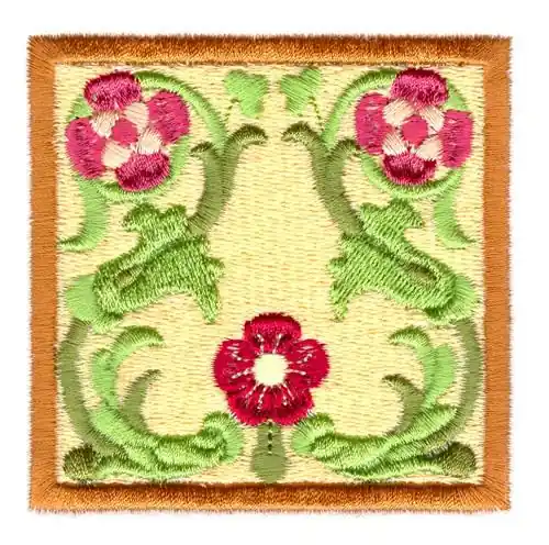 Three Flower Square Embroidery Design Limited Time