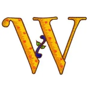 Fresh Stock Loris Alphabet W Embroidery Design