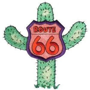 Seasonal Sale Route 66 Sign and Cactus Embroidery Design