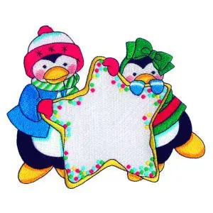 Penguin Star Cookie Embroidery Design Fast Shipping