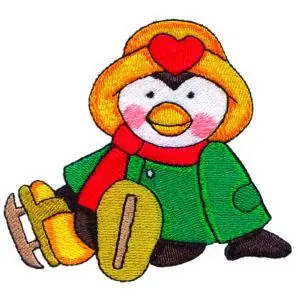 Penguin Skater Embroidery Design Original