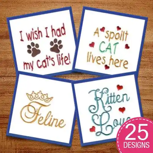 High Quality Cat Lovers Pack Embroidery design pack by Needle Passion Embroidery, Embroidery Packs on EmbroideryDesigns.com