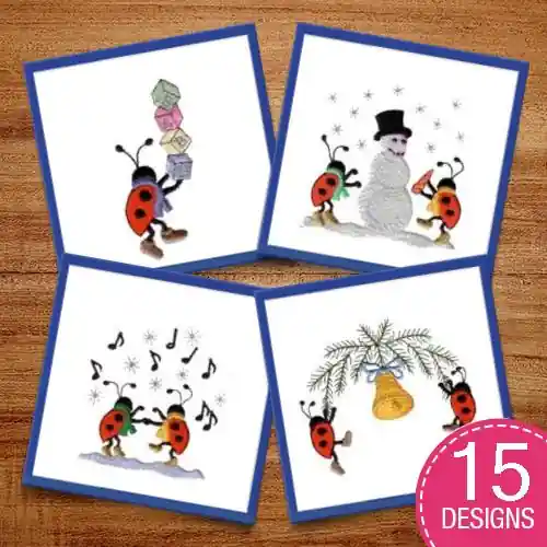 Winter Fun Ladybugs Embroidery design pack by Needle Passion Embroidery, Embroidery Packs on EmbroideryDesigns.com Budget
