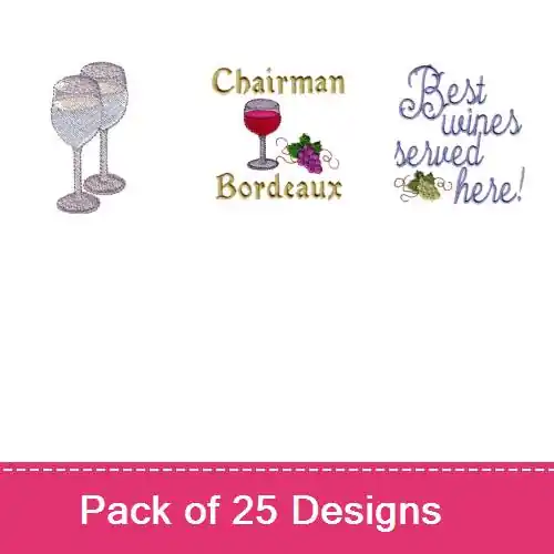 Grab Now Wine Lovers Collection Embroidery design pack by Needle Passion Embroidery, Embroidery Packs on EmbroideryDesigns.com