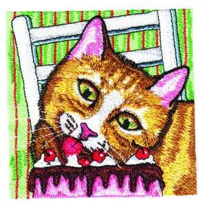Sale Kitty Likes Cake Embroidery Design
