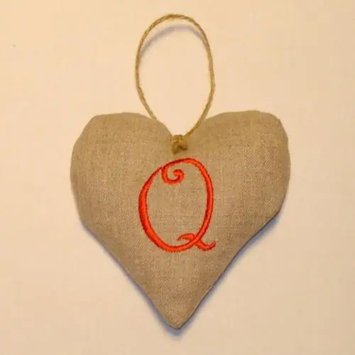 Padded Heart Q Embroidery Design Discount
