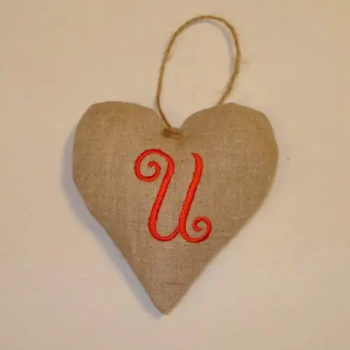 Padded Heart U Embroidery Design Reduced Price