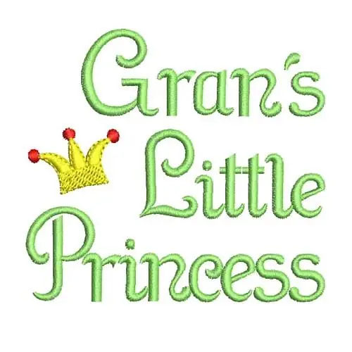 Grans Little Princess Embroidery Design Original