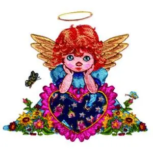 Angel with Flowers Embroidery Design Wholesale