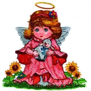 Little Lamb and Angel Embroidery Design Clearance