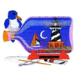 Free Shipping Lighthouse in a Bottle Embroidery Design