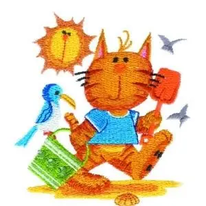Hot Picks Beach Kitty Embroidery Design
