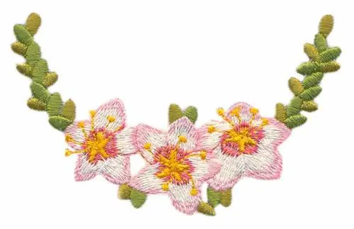 Curved Blossoms Embroidery Design Worldwide Shipping