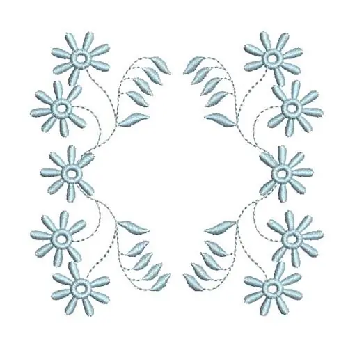 Blue Floral Square Embroidery Design Warranty Included