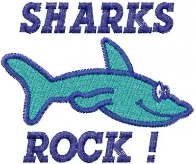 Sharks Rock! Embroidery Design Modern