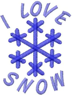 I Love Snow Embroidery Design Worldwide Shipping