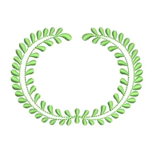 Leafy Wreath Frame Embroidery Design Modern