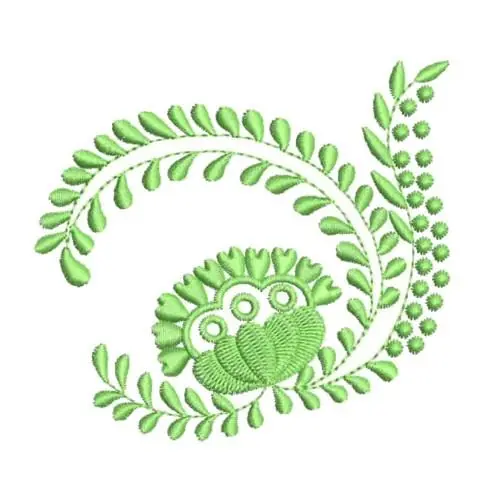 Green Leafy Floral Embroidery Design Weekend Sale