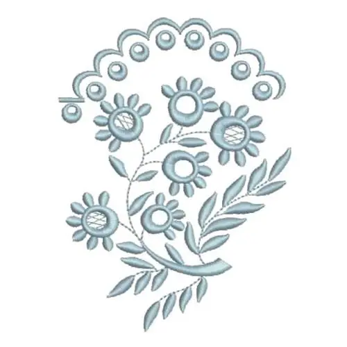 Discount Blue Combined Floral Embroidery Design