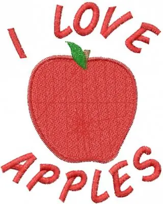 Apple 1 I LOVE APPLES Embroidery Design Grab Now