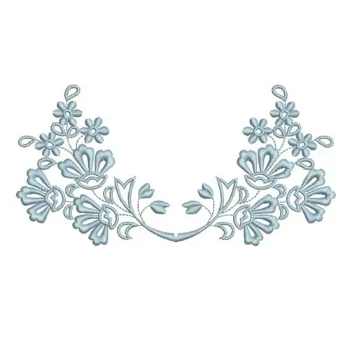 Certified Light Blue Floral Border Embroidery Design