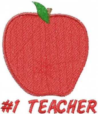 Apple 1 1 TEACHER Embroidery Design Free Shipping