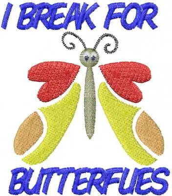 Butterfly I BRAKE FOR BUTTERFLIES Embroidery Design Express Delivery