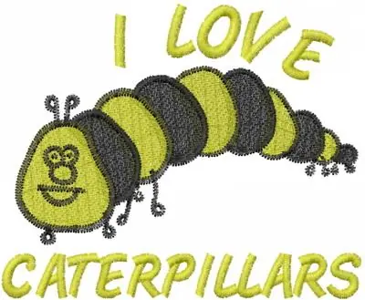 Affordable Caterpillar I LOVE CATERPILLARS Embroidery Design