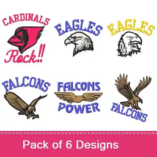 High Flying Mascots Embroidery design pack by MA Designs, Embroidery Packs on EmbroideryDesigns.com Authentic