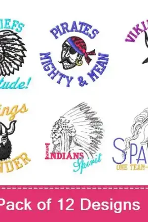 Warranty Included Go, Fight, Win! Embroidery design pack by MA Designs, Embroidery Packs on EmbroideryDesigns.com