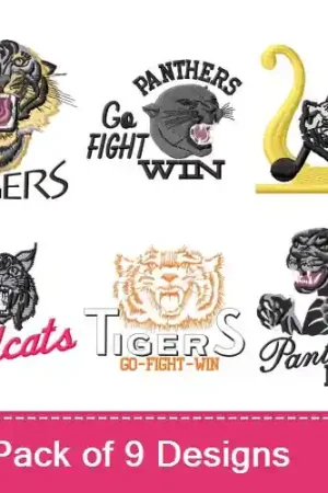 Bargain Big Cat Nation! Embroidery design pack by MA Designs, Embroidery Packs on EmbroideryDesigns.com