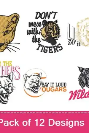 Big Cat Mascots Embroidery design pack by MA Designs, Embroidery Packs on EmbroideryDesigns.com Cheap