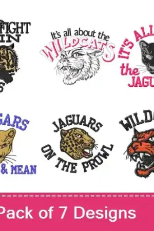 Wildcat Mascots Embroidery design pack by MA Designs, Embroidery Packs on EmbroideryDesigns.com Certified