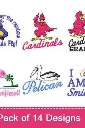 Fly With Those Birds! Embroidery design pack by MA Designs, Embroidery Packs on EmbroideryDesigns.com Special Discount