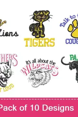 Free Shipping Big Cat Mascot Pride Embroidery design pack by MA Designs, Embroidery Packs on EmbroideryDesigns.com