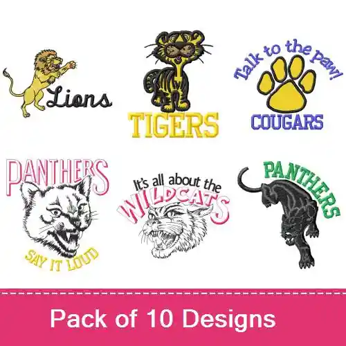 Free Shipping Big Cat Mascot Pride Embroidery design pack by MA Designs, Embroidery Packs on EmbroideryDesigns.com