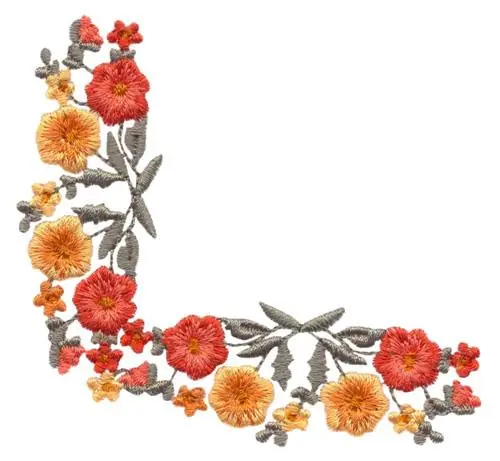 Poppy Corner Embroidery Design Modern