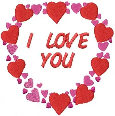 Free Shipping I LOVE YOU Embroidery Design